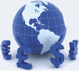 Picture of globe surrounded by currency symbols